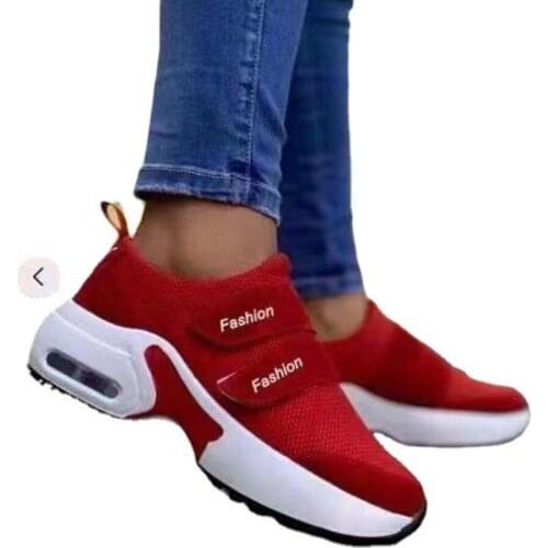 YSHUNIJ 2021 Autumn Large Size Casual Single Shoes Women Thick-bottomed Fly-woven Magic Paste Dad Shoes Sneakers