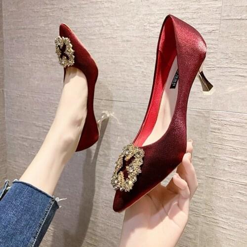 2021 Gradient Pointed Toe Gold Heel Women Shoes Thin Heels 7cm Casual Slip-On Woman Pumps Summer Office Mules High Heels Women