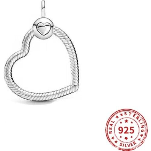 Necklace Women Real 925 Sterling Silver Moments Heart Pendant Beads Charm Collection fit Original Pandora Necklaces