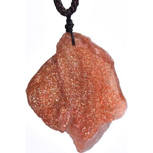 1PC Natural Golden Sun Stones Pendant Irregular Shape Raw Crystal Quartz Energy Healing Stone For Men Women Charm Jewelry Gift