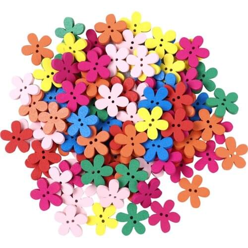 100 Clothing Buttons Plum Blossom Shaped Cardigan Sweater Fasteners Wooden Sewing Buckles 2 Holes Scrapbooking DIY Crafts Button