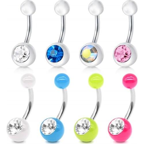 14G 10mm Stainless Steel Belly Button Rings for Women Girls Navel Rings CZ Body Piercing