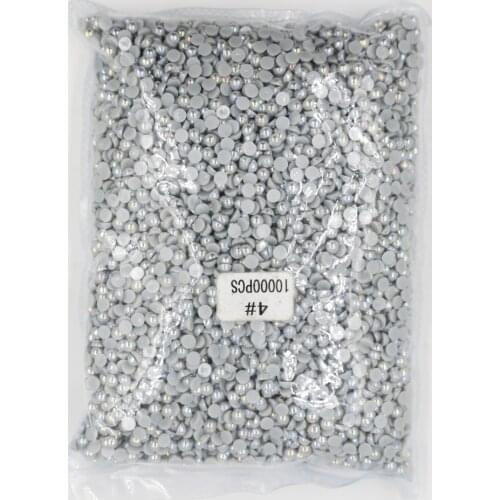 2mm,4mm,5mm,6mm,8mm,10mm,12mm Jelly Light Grey AB Flat back ABS round Half Pearl beads, imitation plastic half pearl beads