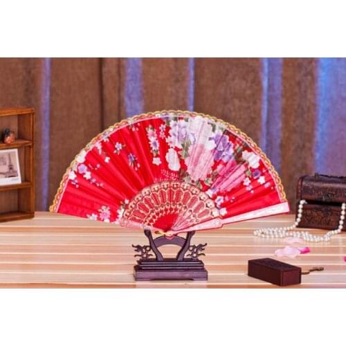 23cm Chinese Floral Vintage Folding Fan Wedding Christmas Decoration Baby Shower Home Decor Kids Birthday Party Supply SN1353