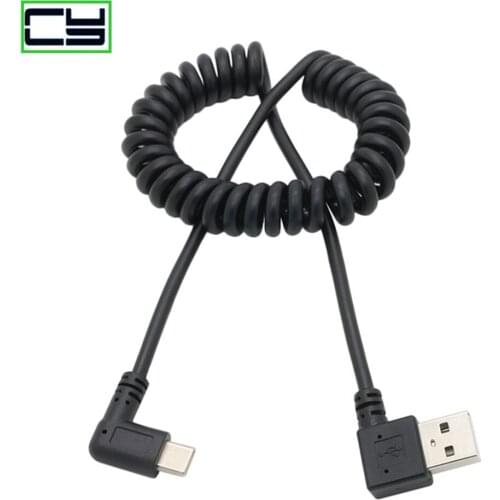 3FT Stretch USB-C USB 3.1 type c Type-C Angle male to Right Angled 90 Degree USB 2.0 A male spring Data Cable cord