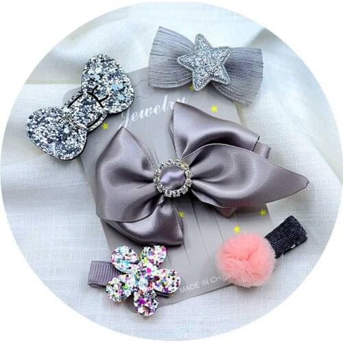 5PCS/set Baby Girls Bow Hairpins Flower Crwon Hair Clip for Girls Barrettes Children Princess Headwear Kids Hair Accessories