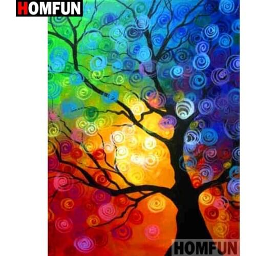 HOMFUN Full Square/Round Drill 5D DIY Diamond Painting "Color tree" 3D Diamond Embroidery Cross Stitch Home Decor A19428