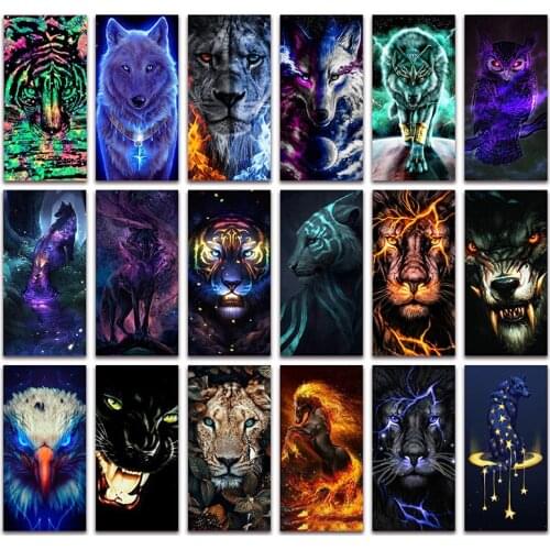 Full Diamond embroidery Animal owl lion eagle Diamond mosaic colorful tiger wolf DIY Diamond painting Cross stitch leopard horse