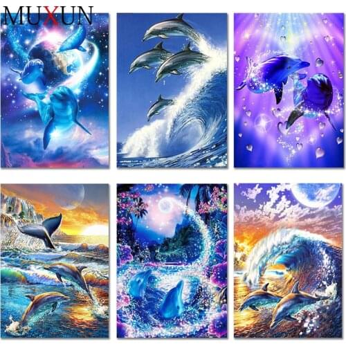 3D Full Diamond Painting Animal Dolphin 5D Diy Special Shaped Romantic Diamond Embroidery Animal Diamond Mosaic Paintings Er030