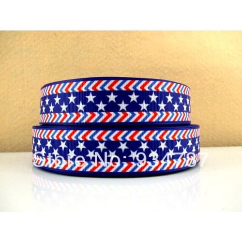 Free shipping 7/8" 50 yards USA ribbon printed grosgrain ribbon 1513-022