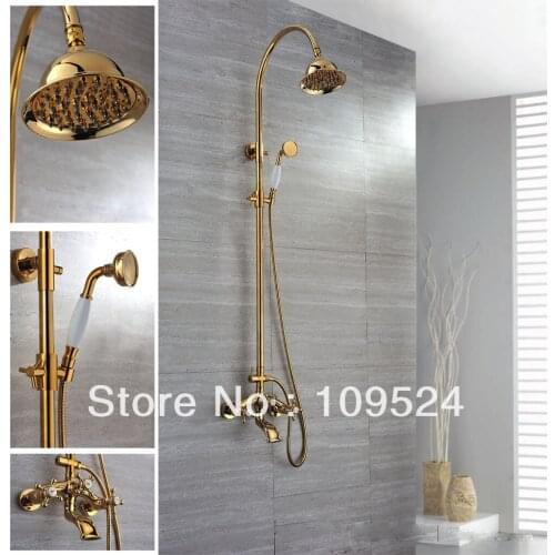 Free shipping rain shower head gold clour shower faucet 8059C