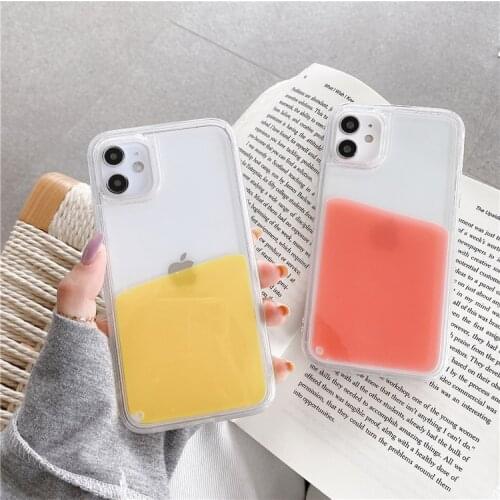 Jelly Candy Color Liquid Quicksand Phone Case For iPhone 12 11 Pro Max XR XS Max X 8 7 Plus 12 Mini 11 Hard PC Transaprent Cover