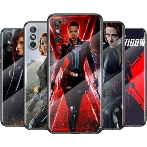 Tempered Glass Cover Marvel Super Hero Black Widow For Huawei Y6 Y7 Y9 Y5P Y6P Y8S Y8P Y9A P Smart Z 2019 2020 2021 Phone Case