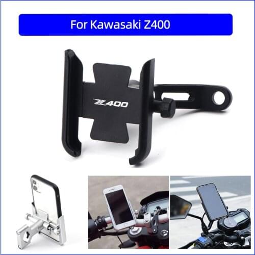 For Kawasaki Z400 Z 400 Motorcycle CNC Aluminum Mobile Phone Holder GPS Navigator Rearview Mirror Handlebar Bracket Accessories