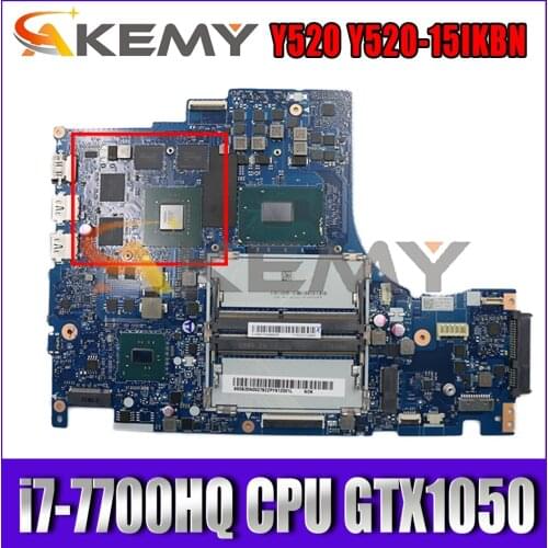 For Lenovo Legion Y520 Y520-15IKBN laptop motherboard DY512 NM-B191 motherboard W/ i7-7700HQ CPU GTX 1050 GPU Mainboard