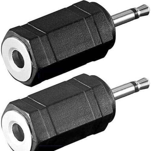 TWIN PACK 3.5 mm MONO Female Socket to 2.5 mm Mini Jack Male Plug Audio Adapter