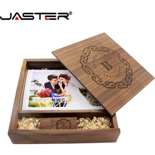 JASTER maple Wooden Photo Album usb + Box usb flash drive U disk Pendrive 64GB 16GB 32GB free LOGO for photography Wedding gift