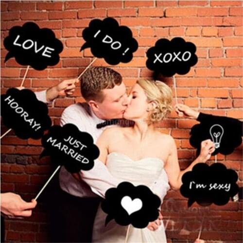 Photo Booth 10 pcs DIY Funny Speech Bubble Chalk board Wedding Party Decoration Photographing PhotoBooth Props on Sticks 5zSH004