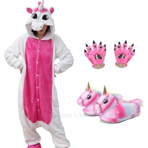 Kigurumi Unicorn For Kids Adult Onesie Women Pajamas Animal Cosplay One Piece Anime Sleepwear Child Boy Girl Jumpsuit Winter