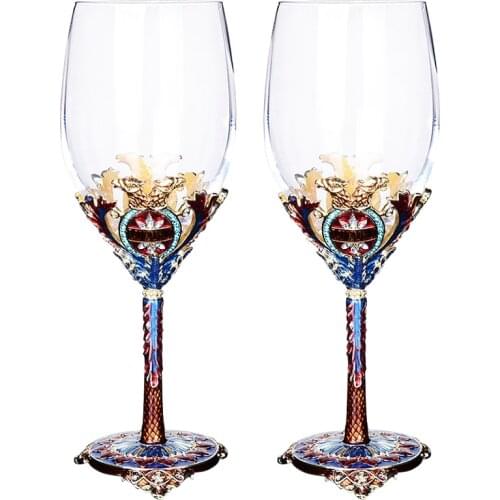CLASSIC ROYAL ENJOYMENT CRYSTAL GLASS WINE CUP PRETTY METAL DECORATIVE GLASS GOBLET WINE GLASS CUP