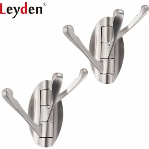 Leyden Zinc-Alloy Metal Coat Hooks Brushed Nickel Hanger Brass Hook Wall Mounted Robe Hooks 3 Clothes Hook Bathroom Accessories