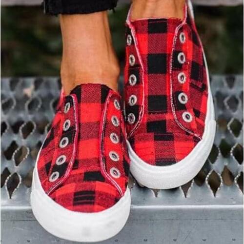 Fashion Women Sneakers Casual Vulcanize Shoes Plaid Feminino Comfy Canvas Shoes Ladies Trainers Breathable Zapatos Mujer