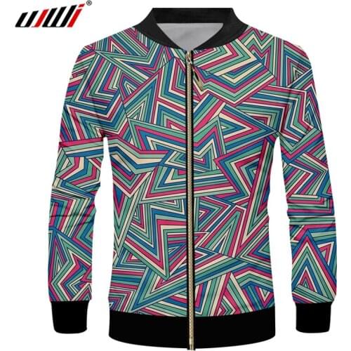 UJWI Personality Best Selling Geometric Zip Jacket 3D Mens Zipper Coat Printed Pentagram Man Sweatshirt Free Shipping