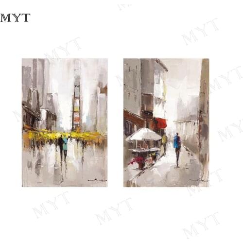 MYT Oil Painting Modern City Landscape Painting And Drawing Wall Art Canvas Decorative Artwork For Bedroom Wall Decor