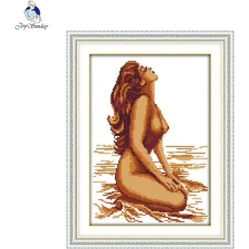Joy Sunday Sexy woman Counted DIY Hand Cross Stitch kits 11CT 14CT DMC Printed Cloth for Embroidery Sets Home Decor