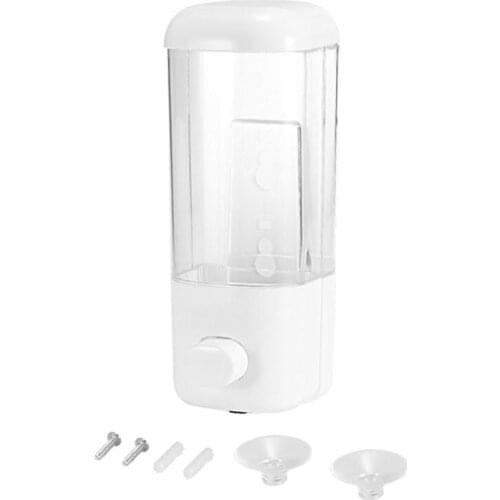 500ml Bathroom Soap Dispenser Wall Mounted Self-Adhesive Shampoo Container Hand Press Clear Liquid Lotion Single Slot Storage