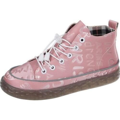 New spring fashion high top lace-up ankle boots flat comfortable non-slip casual shoes beautiful womens shoes