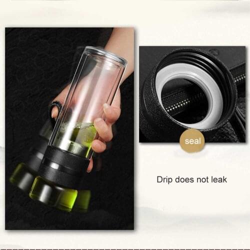 Transparent Glass Tea Cup Portable Water Tea Bottle with Separate Cup can CSV