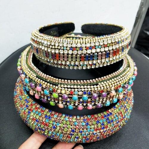 Luxury Crown European and American Baroque Flower Hairhoop Heavy Industry Fashion Wild Rhinestone Pearl HeadbandTemperament