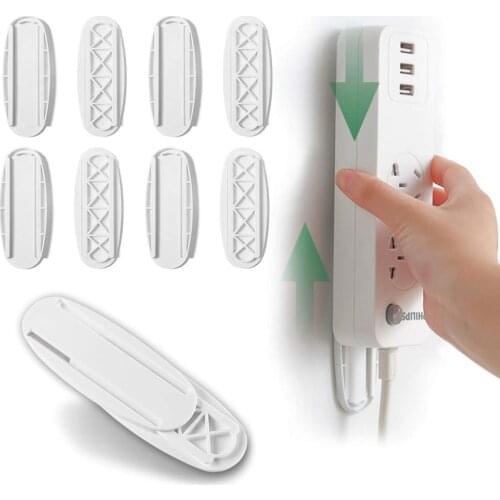 Self Adhesive Power Strip Holder Wall Mounted for Fixing Insert Row Wifi Router Multifunctional Socket Organizer for Living Room