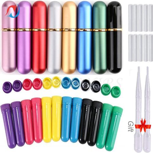 Sheenirs 20Pcs Plastic Aluminum Blank Nasal Aromatherapy Inhalers Tubes Sticks With Wicks Essential Oil Nose Nasal Container