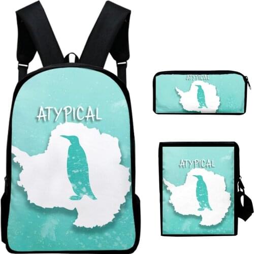 3pcs/set Boys Girls School Bags Backpacks Women Men Oxford Waterproof Penguin Laptop Backpack Tavel Bag