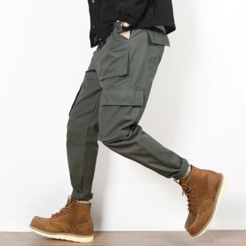 Loose Japanese multi-pocket personality fashion mens pants harem pant men feet trousers pantalones hombre cargo pantalon homme