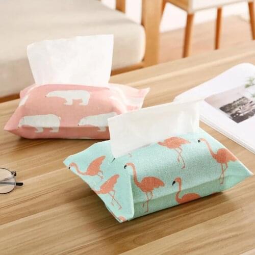 Cloth Cotton Linen Tissue Set Cute Cartoon Paper Pumping Box Tissue Bag Living Room Table Meal Pumping Box Tissue Box Ins
