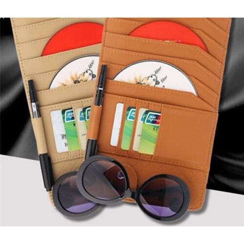 Universal Car Auto Visor Organizer Holder PU Leather Case for Card Glasses Car Accessories