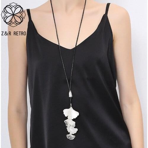 Vintage Big Leaves Long Chains Collar Necklace Trend Suspension Neck Pendants Costume Jewelry for Women Accessories Chokers 2021