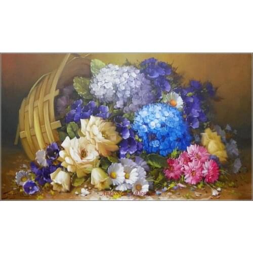 Embroidery Counted Cross Stitch Kits Needlework - Crafts 14 ct DMC DIY Handmade Decor - Tilted Flower Basket 2