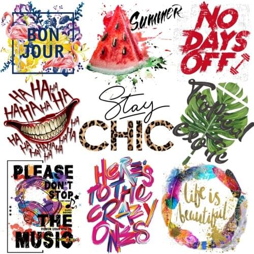 Letter Text Iron Transfer Stickers Washable Heat Transfer Diy New Fashion T-Shirt Jeans Print on Clothes Decoration Applications