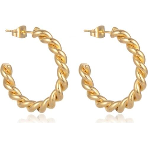 2021 Fashion Style Twisted Hoop Earrings In Stainless Steel Minimalist Hammered Ring Earrings Awesome Street Style Earring Hoops