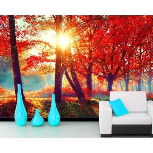 Papel de parede Autumn park fall nature 3d wallpaper,restaurant living room TV sofa wall bedroom restaurant bar custom murals