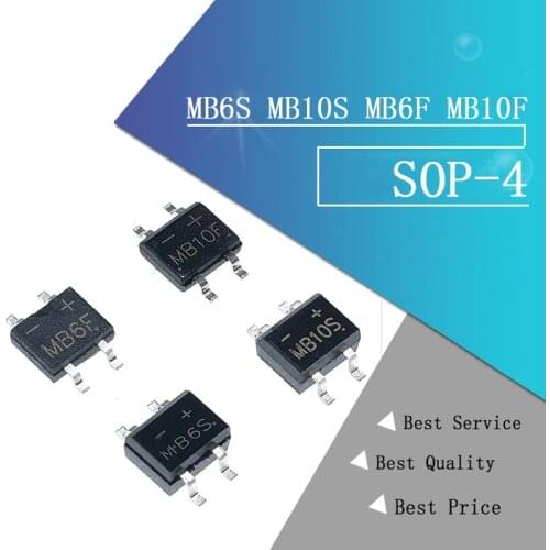 50pcs/Lot MB6S MB10S MB6F MB10F SOP-4 Bridge Rectifier