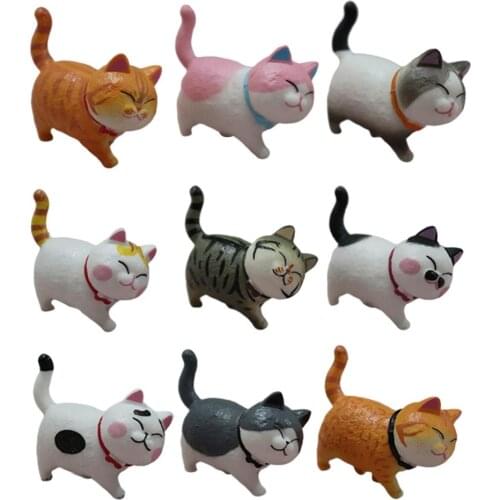9PCS/set Kitty Car Ornaments Cute Simulation Cat Doll Car Center Console Decoration Cute Simulation Cat Doll In-car Accessories