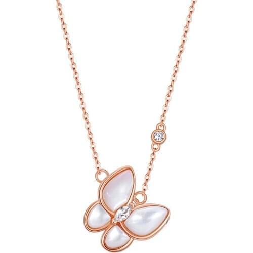 925 Sterling Silver Pin New Luxury Rose Gold Crow Butterfly Clavicle Chain Simple Temperament Design