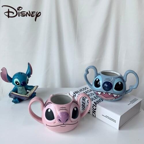 Disney Star Baby Stitch Binaural Water Cup Stitch Couple Mug Cartoon Unique Style Drinking Cup eco friendly cute cup kawaii mug