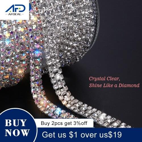 2 yard Glass Rhinestone Trim DIY Glitter Crystal Rhinestones For Craft Sewing Clothing Wedding Home Decoration
