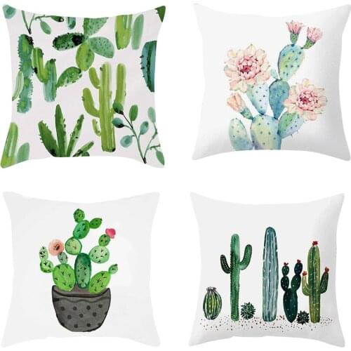 Cactus Plants Pillowcase Cushion Cover Room Decorative Flower Cushion Covers Luxury Sofa Throw Pillows Case Home Supplies